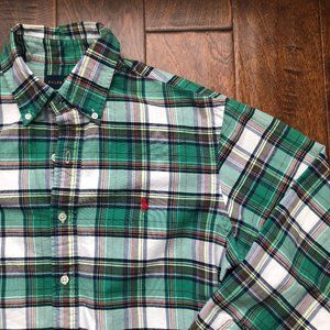 Ralph Lauren Green Plaid Button Down Custom Fit Shirt